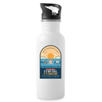 Wilder Schwimmclub Es ist nicht kalt Es ist erfrischend - Trinkflasche mit integriertem Trinkhalm - Weiß - Rechts