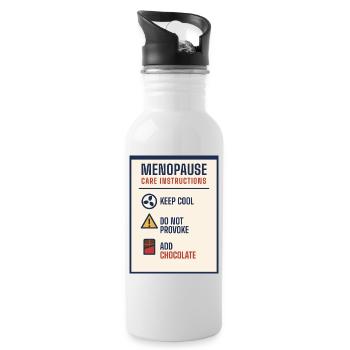 Wechseljahrespflegeanleitung – lustiges Geschenk - Trinkflasche mit integriertem Trinkhalm - Weiß - Rechts