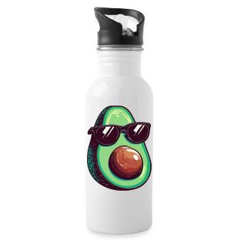 Avocado mit dunkler Sonnenbrille - Trinkflasche mit integriertem Trinkhalm - Weiß - Rechts