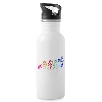 Evolution Volleyball Volleyballer Strichmänchen - Trinkflasche mit integriertem Trinkhalm - Weiß - Rechts