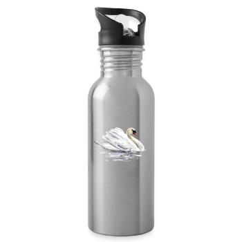 Schwan - Trinkflasche mit integriertem Trinkhalm - Lightsilver - Rechts