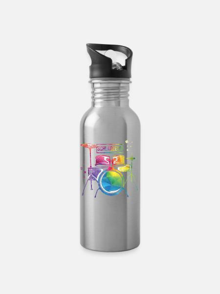 Rhythmischer Schlagzeuger Liveauftritt - Trinkflasche mit integriertem Trinkhalm - Lightsilver