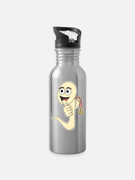 Sieger Sperma lustig Nummer 1 - Trinkflasche mit integriertem Trinkhalm - Lightsilver