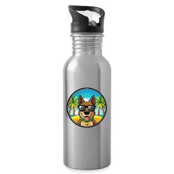 Deutsche Bracke Hunderasse Cartoon Sonnenbrille Strand - Trinkflasche mit integriertem Trinkhalm - Lightsilver - Rechts