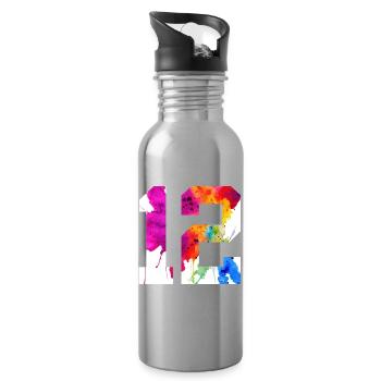 NUMMER 12 JAHRE ALT 12. GEBURTSTAG - Trinkflasche mit integriertem Trinkhalm - Lightsilver - Rechts