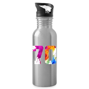 NUMMER 70 JAHRE ALT 70. GEBURTSTAG - Trinkflasche mit integriertem Trinkhalm - Lightsilver - Rechts