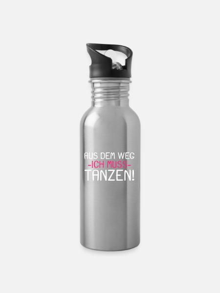 Aus dem Weg ich muss tanzen - Trinkflasche mit integriertem Trinkhalm - Lightsilver