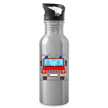 Fire engine without lettering - Water bottle with straw - silver - Right