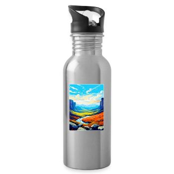 High Cup Nick Cumbria Vintage Reiseposter WPA - Trinkflasche mit integriertem Trinkhalm - Lightsilver - Rechts