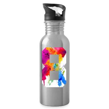 NUMBER 8 YEARS OLD 8TH BIRTHDAY - Water bottle with straw - silver - Right