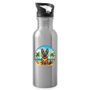 Deutsche Schafpudel Hunderasse Cartoon Sonnenbrille - Trinkflasche mit integriertem Trinkhalm - Lightsilver - Rechts