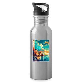 Thessalonique Grèce Affiche de voyage vintage souvenir - Gourde avec paille intégrée - argent clair - Droite