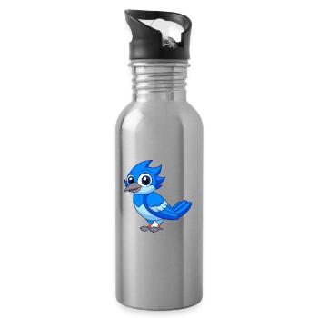 Blue Jay Niedliche Maskottchen Zeichentrickfigur Kawaii - Trinkflasche mit integriertem Trinkhalm - Lightsilver - Rechts
