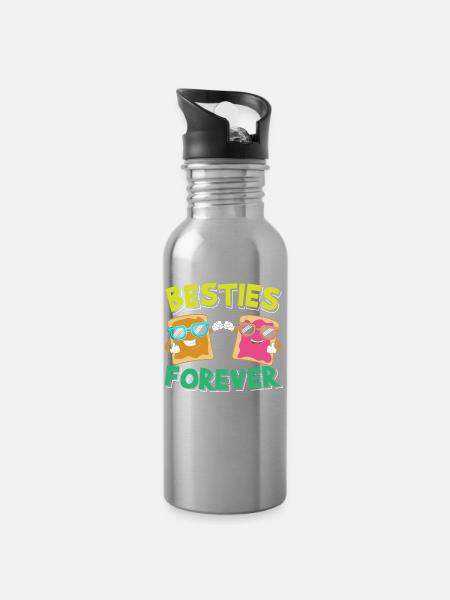 Besties Forever Best Friends PB & Jelly - Trinkflasche mit integriertem Trinkhalm - Lightsilver