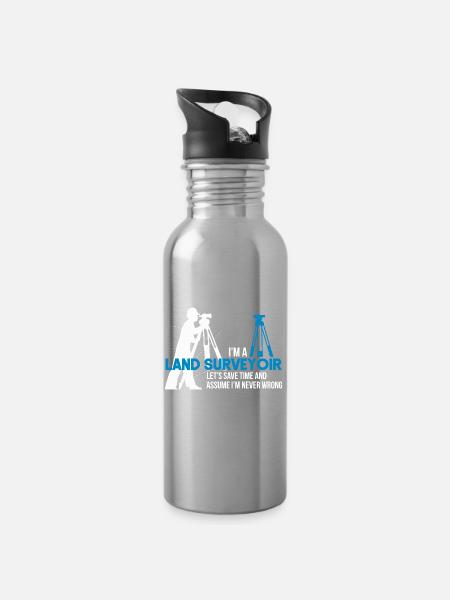 Pfiffiger Landvermesser Katasteramt - Trinkflasche mit integriertem Trinkhalm - Lightsilver