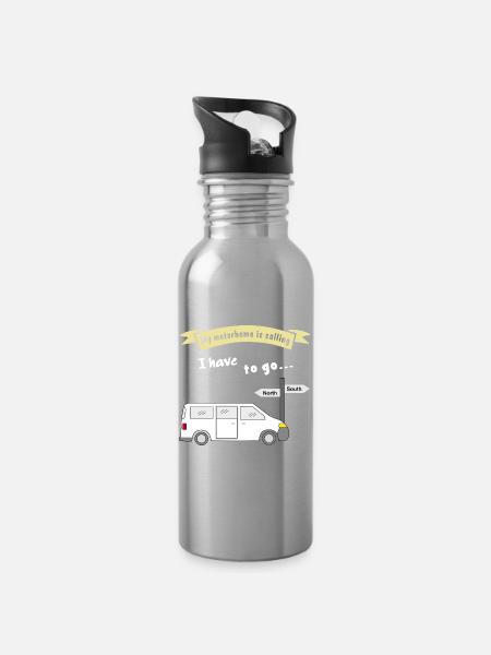 my motorhome is calling - Trinkflasche mit integriertem Trinkhalm - Lightsilver