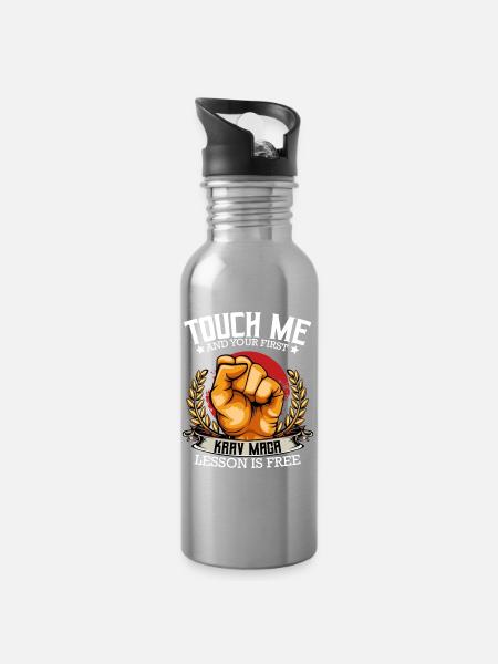Krav Maga - Trinkflasche mit integriertem Trinkhalm - Lightsilver