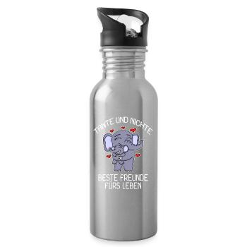 Tante und Nichte Bindung Beste Freunde Elefanten - Trinkflasche mit integriertem Trinkhalm - Lightsilver - Rechts