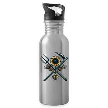 Agriculture Logo - Water bottle with straw - silver - Right