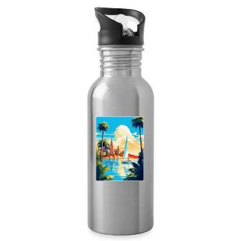Palma De Mallorca Spanien Vintage Reiseplakat WPA - Trinkflasche mit integriertem Trinkhalm - Lightsilver - Rechts