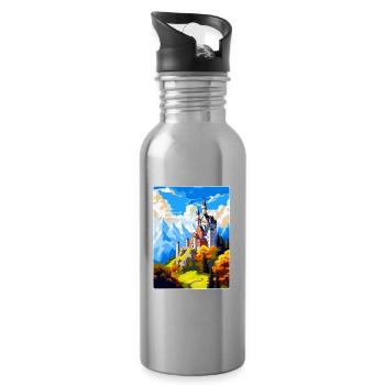 Neuschwanstein Castle Germany Travel Poster WPA - Water bottle with straw - silver - Right