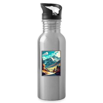 Mayrhofen Autriche Vintage voyage affiche Souvenir - Gourde avec paille intégrée - argent clair - Droite