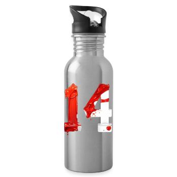 NR. 14 NUMMER 14 ROT WEIß 14. GEBURTSTAG - Trinkflasche mit integriertem Trinkhalm - Lightsilver - Rechts