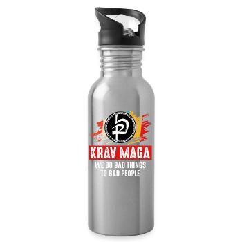 Krav Maga - Trinkflasche mit integriertem Trinkhalm - Lightsilver - Rechts