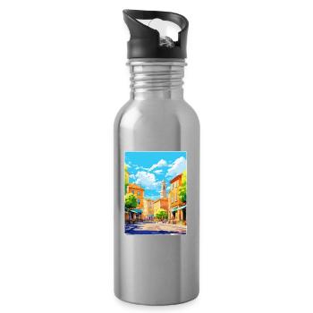 Aix En Provence Frankreich Vintage Reiseposter WPA - Trinkflasche mit integriertem Trinkhalm - Lightsilver - Rechts