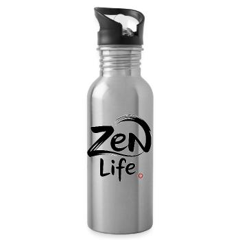 Zen-Leben: Frieden und Gleichgewicht - Trinkflasche mit integriertem Trinkhalm - Lightsilver - Rechts