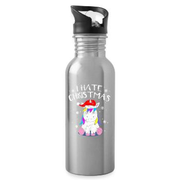 Anti-Christmas Anti-Weihnachten Einhorn Xmas Anti - Trinkflasche mit integriertem Trinkhalm - Lightsilver - Rechts