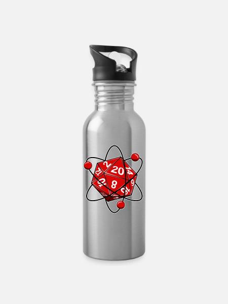 Würfel - Trinkflasche mit integriertem Trinkhalm - Lightsilver