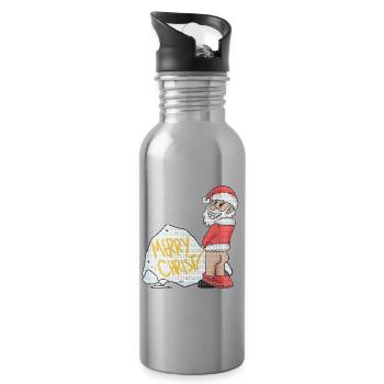 Ugly Christmas Funny - Water bottle with straw - silver - Right