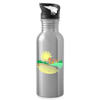 Ackerland Acker Agrar Design Farmland Grafik - Trinkflasche mit integriertem Trinkhalm - Lightsilver - Rechts