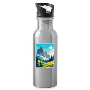 Dolomiten Italien Vintage Reiseplakat Souvenir WPA - Trinkflasche mit integriertem Trinkhalm - Lightsilver - Rechts