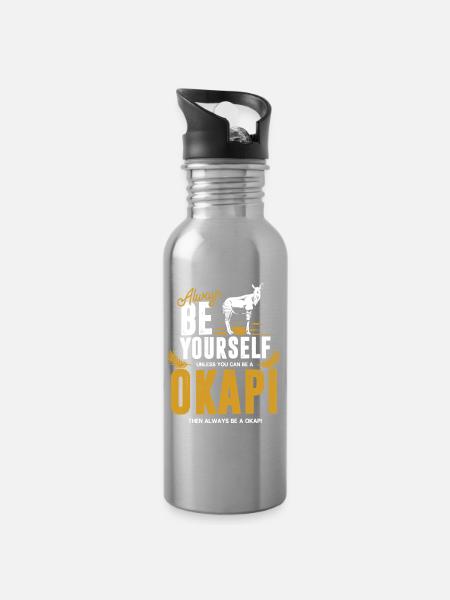 Rätselhaftes Okapi Kongobecken - Trinkflasche mit integriertem Trinkhalm - Lightsilver