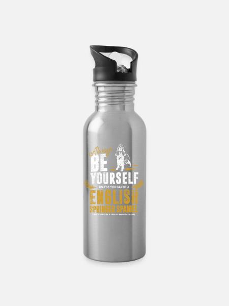 Flinker Springer Spaniel Stöberhund - Trinkflasche mit integriertem Trinkhalm - Lightsilver