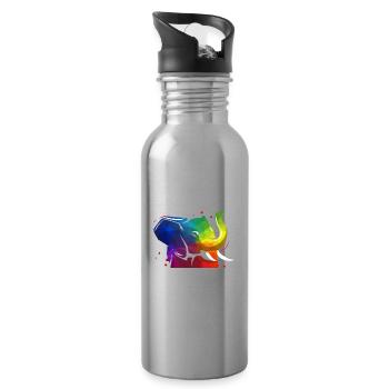 Majestätischer Elefant Wasserloch - Trinkflasche mit integriertem Trinkhalm - Lightsilver - Rechts