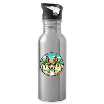 Podenco Canario Hunderasse Cartoon Sonnenbrille Strand - Trinkflasche mit integriertem Trinkhalm - Lightsilver - Rechts