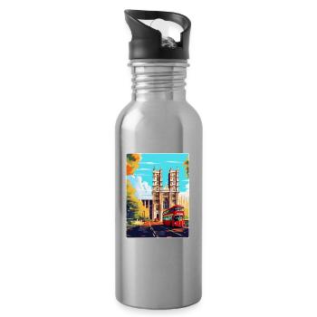 Westminster Abbey London England Uk Travel Poster - Water bottle with straw - silver - Right