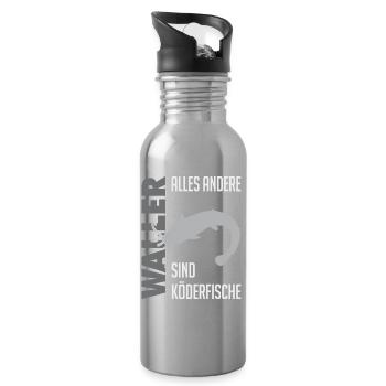 Wels fischen Kampf mit dem starken Wels - Trinkflasche mit integriertem Trinkhalm - Lightsilver - Rechts