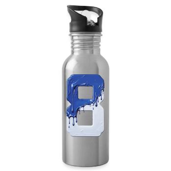 NO. 8 NUMBER 8 BLUE WHITE 8TH BIRTHDAY - Water bottle with straw - silver - Right