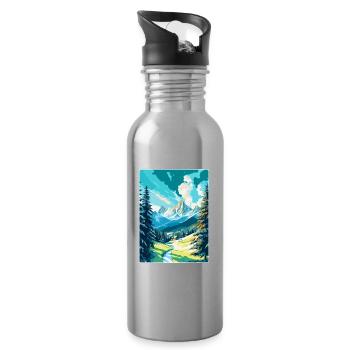 St Moritz Switzerland Vintage Travel Poster WPA - Water bottle with straw - silver - Right