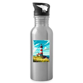 Plymouth England Uk Vintage Reiseplakat Souvenir - Trinkflasche mit integriertem Trinkhalm - Lightsilver - Rechts