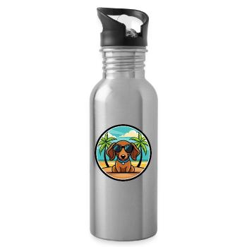 Miniatur Dackel Hund Rasse Cartoon Sonnenbrille - Trinkflasche mit integriertem Trinkhalm - Lightsilver - Rechts