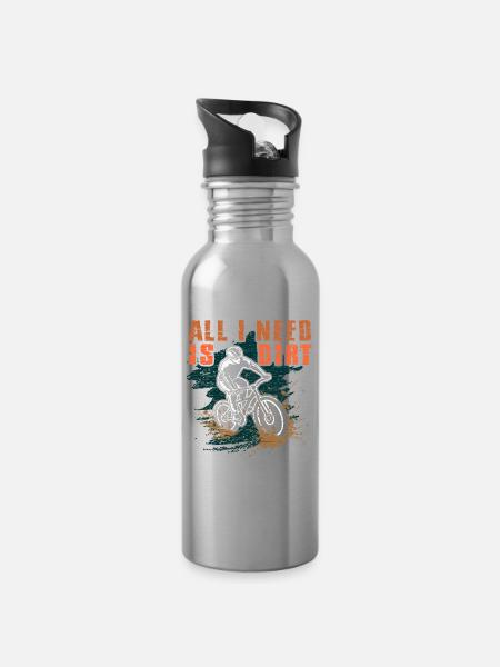 Mountainbiker - Trinkflasche mit integriertem Trinkhalm - Lightsilver