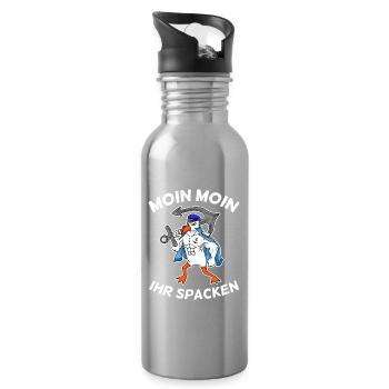 Moin Moin ihr spacken Möwe Nordsee Ostsee Norden - Trinkflasche mit integriertem Trinkhalm - Lightsilver - Rechts