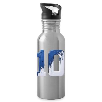 NR. 10 NUMMER 10 BLAU WEIß 10. GEBURTSTAG - Trinkflasche mit integriertem Trinkhalm - Lightsilver - Rechts