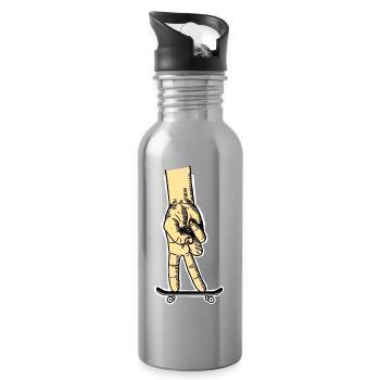 Skateboarding with your fingers - Water bottle with straw - silver - Right