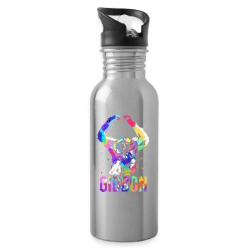 Fröhlicher Gibbon Kletterkünstler - Trinkflasche mit integriertem Trinkhalm - Lightsilver - Rechts